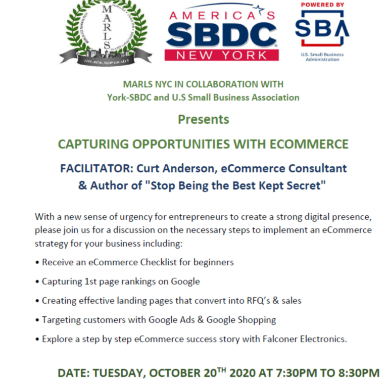 York SBDC (NYC) Features B2Btail Client, Falconer Electronics, in eCommerce Workshop