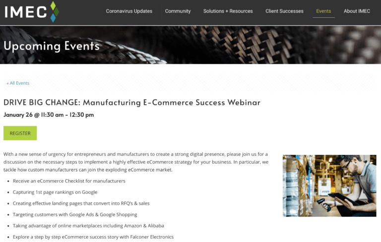 Illinois MEP (IMEC) Taps B2Btail for Manufacturing eCommerce Webinar Series