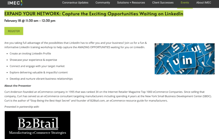 Illinois MEP Taps B2Btail for LinkedIn Workshop for Manufacturers