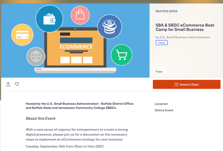 Buffalo SBA eCommerce Boot Camp Webinar Series Continues on Sept 24