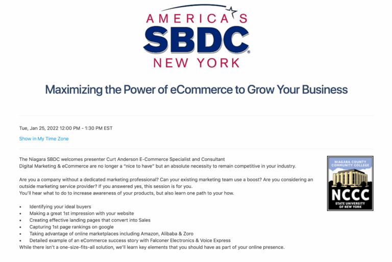 B2Btail Partners with the Niagara SBDC for eCommerce Webinar